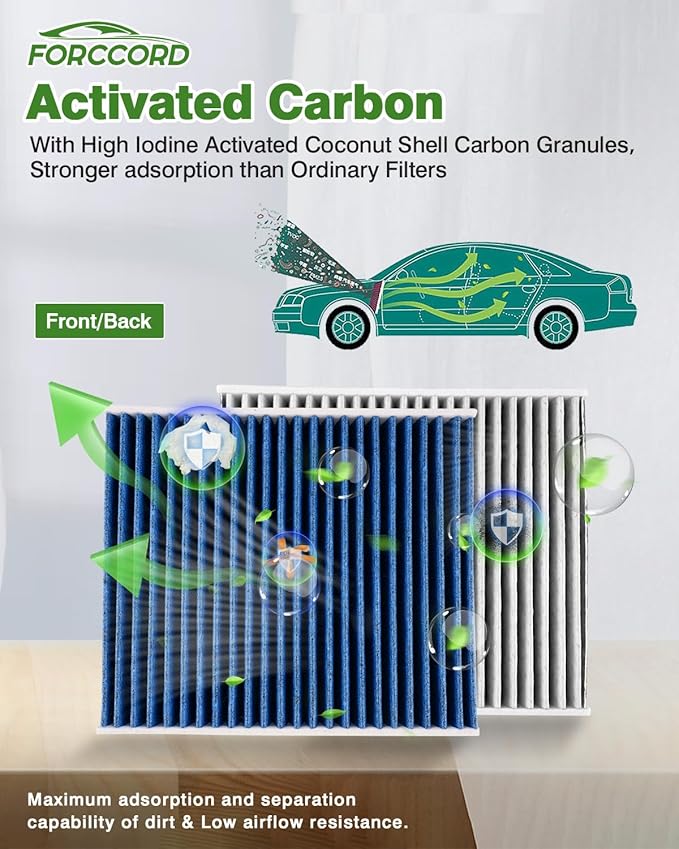 Cabin & Engine Air Filter Fit for Toyota Tacoma V6 2016-2023 Activated Carbon Cabin Filter Replacement CF10374 CA11895 Car Accessories