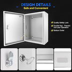 Outdoor Electrical Box, Steel Junction Box 12 x 10 x 6'', NEMA 4X Electrical Enclosure Box IP66 Waterproof & Dustproof, Universal Electrical Project Box with Lock & Mounting Plate