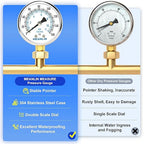 MEANLIN MEASURE 0~160Psi Dry Pressure Gauge Stainless Steel 1/4" NPT 2" FACE DIAL Waterproof for Air Compressor RV Regulator Water Pressure Tester Lower Mount, with 1/2" NPT and 3/8" NPT Hex Bushing