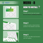 16x20x1 Air Filter 4 Pack, Durable MERV 8 Pleated Home HVAC AC Furnace Filters, Lightweight Compact Air Conditioner Filter Replacement