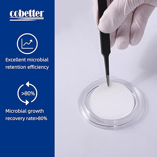100Pack MCE Gridded Membrane Filter 47mm 0.45μm Mixed Cellulose Esters Membrane Filters Individual Pack Hydrophilic Filter Paper