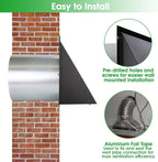 8 inch Hooded Wall Vent with Screen and Damper,Wall Vent Cover Exhaust Vent Outdoor Wall Cap Exterior Air Vent Cover for Kitchen Range Hood HVAC Duct Dryer Ventilation,Galvanized Steel,Black