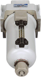 PneumaticPlus SAF400-N04B-MEP Compressed Air Particulate Filter 1/2" NPT, 10 Micron - Metal Bowl w/Manual Drain, Bracket