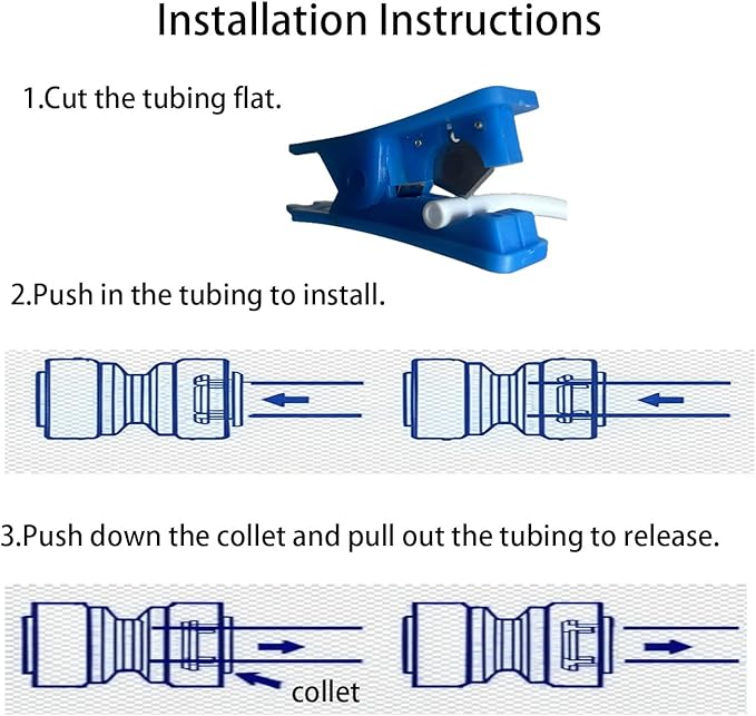 NSF 1/4" & 3/8" One Way Check Valve for Water Line 1/4" & 3/8" Reverse Osmosis Water Filter Push to Connect RO Fittings, Plastic Quick Connect Check Valve (4 pcs+2 pcs)
