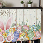 Happy Easter Curtain Valances for Windows, Kitchen Valance Window Treatment, Spring Colorful Eggs Rabbit Ear Feet Flowers Light Filtering Block Curtains for Bathroom/Bedroom/Living Room 54'' x 18''