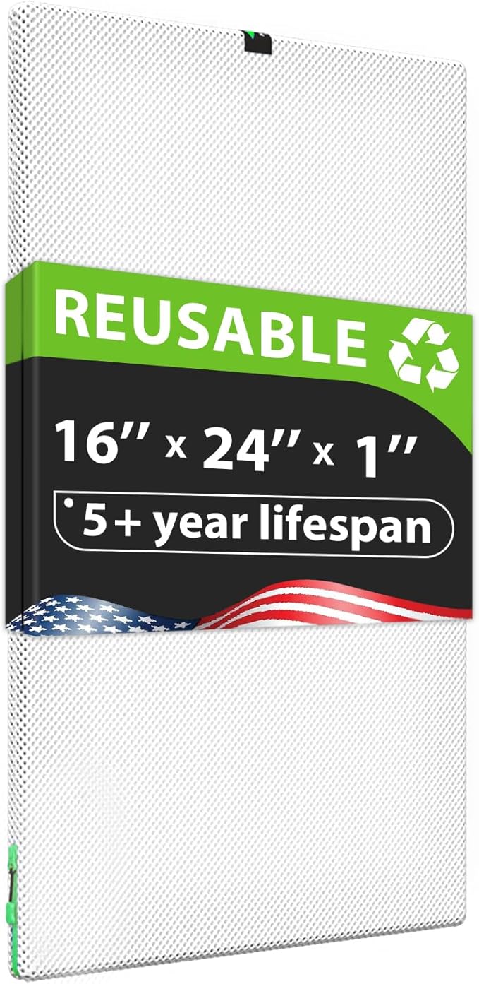 Reair 16x24x1 Air filter, Washable and Reusable Air Filter 16x24x1 for AC HVAC Furnace, MERV 8 Air Filters Machine Washable & Dryer Friendly, AC Furnace Air Filter