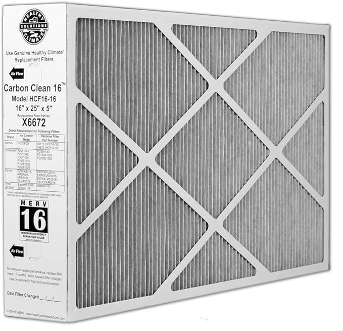Lennox Carbon Coated X6672 Healthy Climate MERV 16 Filter (5 Pack)
