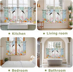Easter Kitchen Tier Curtains 45 Inch Long 2 Panel Set,Rod Pocket Short Window Treatment,Spring Watercolor Bunny Eggs Wood Grain Teal Blue Light Filtering Curtains & Drapes for Bathroom 27.5"W x 45"L