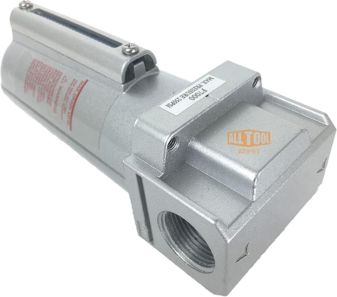 1/2" NPT HEAVY DUTY Industrial Grade Particulate Filter/Water Trap For Air Compressor Compressed Air Lines, 5u With Metal Bowl (MANUAL DRAIN)