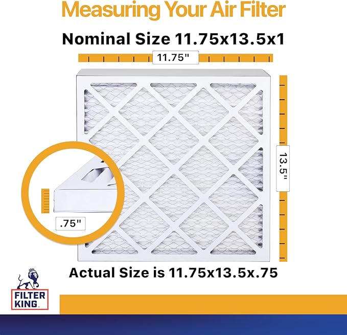 Filter King Air Filters 11.75x13.5x1 | 4-PACK | MERV 13 HVAC Pleated AC Furnace Filters | Air Purifier | Replacement Filters for Clean, Healthy & Fresh Environment | MADE IN USA