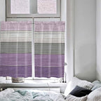 Country Wood Board Gray Purple Window Valance Curtains, Farmhouse Gradient Plank Light Filtering Kitchen Valance with 3-inch Rod Pocket for Living Room Bathroom Bedroom,2 Panel,52x45In