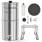Culligan MaxClear 3 Gallon Gravity Water Filter System, Polished Stainless-Steel Countertop Water Filter NSF/ANSI Certified to Reduce Microplastics, Lead & Total PFAS, with 6 Ceramic Filters
