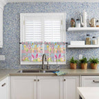 Colorful Easter Half Window Curtains 24 Inches Long, Spring Watercolor Bunny Egg Flower Wood Grain Window Treatment Curtain Drapes, Short Curtains Tiers for Kitchen Over Sink, 27.5"x24", 2 Panels