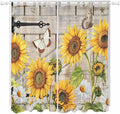 Farm Flowers Living Room Curtains 84 Inch Length, Window Curtains Tab Top, Retro Sunflowers Barn Doors Butterfly Wood Board Light Filtering Window Treatments Drapes 52"x84" 2 Panel
