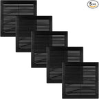 Vent Systems 8" x 8" - Pack of 5 - Black Plastic Soffit Vent Cover - Durable Flat Square Air Vent Grille with Mesh Screen - Weather Resistant Ventilation Grill - Wall & Ceiling, Indoor & Outdoor