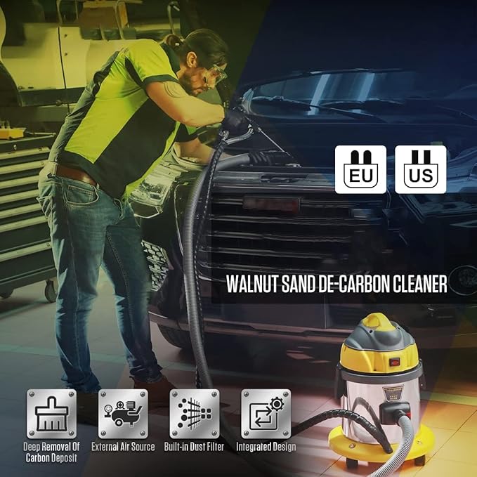 HTS558 Walnut Blaster Machine, Valve Carbon Deposits Cleaner for Automotive Engine Intake & Valvetronic System, 110V/220V Walnut Blasting Cleaning Machine,Walnut Shell Sand Blasting Cleaner Tool