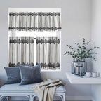 Farmhouse Rustic Kitchen Curtain Set, Vintage Country Wooden Grain Window Valance and Tiers 24" Length, Light Filtering Short Curtains Valance for Cafe Bathroom Bedroom 54"x18"