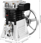 Air Compressor Pump Head, Twin Cylinder Air Compressor Head with 3Hp Powerful Function Exhaust Valve Design and Good Heat Dissipation Air Filter Muffler Industrial Compressor Pump Motor for Electronic