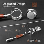 Bottomless Portafilter 58mm with Double Shot Filter Basket & Premium Walnutwood Handle, Portafilter with Puck Screen Compatible with All Breville 58mm Machines, Espresso Accessories, Silver