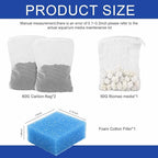 Aquarium Media Maintenance Kit Replacement for Fluval AC30 Power Filter, Three-Stage Filter Media Kit, Includes Replacement Bio Foam, Activated Carbon & Ceramic Rings, for 10-to-30 Gallon Aquariums