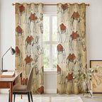 2 Panel Kitchen Cafe Curtains, Desert Sand Camel Sunlight Filtering Nature Air Through, Home Decor Window Covering Tier Curtains for Living Room 80W x 84L inch Summer Tropical Animals Vintage Beige