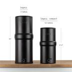 Boroux Compact Gravity-Fed Countertop Stainless Steel Water Filter System | 1.8 Gallons with 2 Authentic Black Foundation. Filters | Matte Black