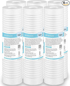 Membrane Solutions Grooved Sediment Water Filter Cartridge (Pack of 6), 1 Micron Whole House Water Filter Universal Replacement 10"x2.5" for 10 inch RO Unit, Whole House Under-Sink Filtration System