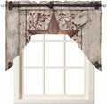 Country Star Swag Kitchen Curtains Valance and Tier Set, VintageRust Yellow Star Berry Beige Barn Gate Light-Filtering Swag Valance, Rod Pocket Short Curtain for Bedroom Cafe, 56x36 inches