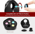 Astromania Filter Wheel for Telescope, Filter Drawer Compatible with 1.25 Inch Telescope Filter for Planet Moon Nebula Observation, 5-Position Filter Wheel Holder Telescope Accessories with T-Adapter