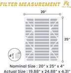 MervKing 20x25x4 Air Filter Actual Size: 19.88" x 24.88" x 4.31" MERV 8 MPR 600-700 | MADE IN USA | 2-Pack | Pleated HVAC AC Furnace Replacement