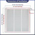 16"W x 16"H [Duct Opening Size] Steel Return Air Filter Grille - Removable Face/Door for 1 inch Filters -HVAC Vent Cover Grill - White [Outer Dimensions: 18 5/8"W X 18 5/8"H]