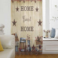 Farm Sheer Curtains 96 Inch Length American Country Barn Star Vintage Berry Brown Chiffon Curtain for Bedroom Living Room Light Filtering Rod Pocket Window Treatments Voile Curtains Drapes for Dining