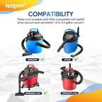 KEEPOW 1.5–3.2 Gallon Cloth Filter Compatible with Armor All AA155 AA255 AA255W AA256 VOM205P, Also fit for Vacmaster Wet/Dry Vacuums, Reusable, Washable Shop Vac Replacement Filter 6‑Pack