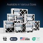 BNX TruFilter 14x24x1 MERV 12 Odor Defense (4-Pack) AC Furnace Air Filter with Activated Carbon - MADE IN USA - Pleated Air Conditioner HVAC AC Furnace Filters - Removes Odor, Mold, Bacteria, Smoke