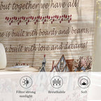 Farmhouse Sheer Curtains 63 Inch Length Brown Country Star Berry Vintage Wood Grain Chiffon Curtain for Bedroom Living Room Light Filtering Rod Pocket Window Treatments Voile Curtains Drapes