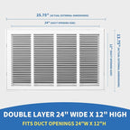 24x12 Return Air Grille [Duct Opening Size],Return Air Vent Cover for Wall Or Ceiling,Steel Return Air Filter Grilles Removable Face/Door for 1 Inch Filters (24"W x 12"H [Duct Opening])