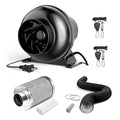 InfiniPower 4 Inch 195 CFM Inline Ventilation Fan 4" Air Carbon Filter, 4" 8 Feet Black Ducting and Rope Hanger, Combo for Grow Tent, Greenhouse, Kitchen