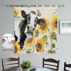 Yellow Sunflowers Bedroom Curtains 72 Inch Length, Window Curtains Tab Top, Country Cow Flower Butterfly Farmhouse Cream Light Filtering Window Treatments Drapes 52"x72" 2 Panel