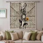 Funny Farm Animals Bedroom Curtains 72 Inch Length, Window Curtains Tab Top, Vintage Barn Brown Sunflowers Light Filtering Window Treatments Drapes 52"x72" 2 Panel