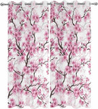 Cherry Flowers Outdoor Curtains for Patio Spring Flower Vintage Watercolor Waterproof Outside Curtains with Grommet Top Weatherproof Curtain for Cabana Pergola Gazebo, 2 Pack, 54" W x 95" L