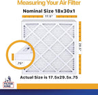 Filter King 18x30x1 Air Filter | 6-PACK | MERV 13 HVAC Pleated A/C Furnace Filters | MADE IN USA | Actual Size: 17.5 x 29.5 x .75"
