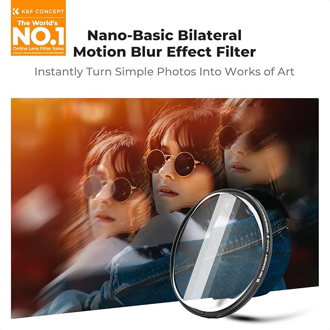 K&F CONCEPT 67mm Bilateral Blur Ghost Motion Filter Super Speed Effects for Camera Lens Clear Optical Glass with Cleaning Cloth
