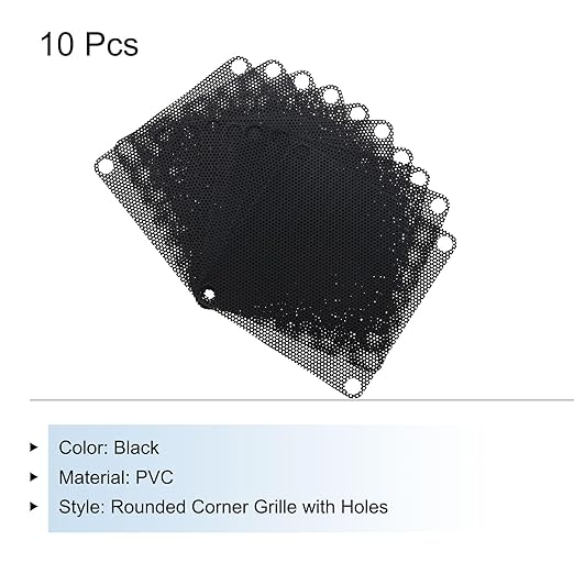 MECCANIXITY 10PCS PC Dust Filter, 70mmx70mm PVC Computer Case Cooler Dustproof Mesh Cover Fan Grills for Computer Chassis Speaker, Black