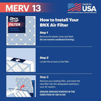 BNX TruFilter 16x25x1 MERV 13 (2-Pack) AC Furnace Air Filter - MADE IN USA - Electrostatic Pleated Air Conditioner HVAC AC Furnace Filters - Removes Pollen, Mold, Bacteria, Smoke