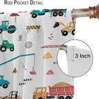 Construction Window Curtains, Kids Cartoon Construction Machines Building Hand Drawn Doodle Rod Pocket Decorative Windows Curtain for Children Teens Room Decor 84x84in (30% Blackout)
