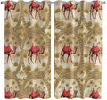 2 Panel Kitchen Cafe Curtains, Desert Camels Sunlight Filtering Nature Air Through, Home Decor Window Covering Tier Curtains for Living Room 104W x 84L inch Tropical Palm Trees Sand Cords Brown