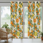 Lemons Yellow Orange Summer Plant Linen Outdoor Curtains for Patio Waterproof Outside Curtains with Grommet Top Weatherproof Curtain for Cabana Pergola Gazebo, 1 Panel, 54" W x 95" L