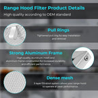 99010316 Range Hood Filter, for Broan Kitchen Exhaust Grease Filter, Stove Hood Vent Air Filters 11 1/4" x 11 3/4" x 3/8" Reinforced Aluminum Frame fit S99010316, NTK7450000,990721400A (2 Pack)