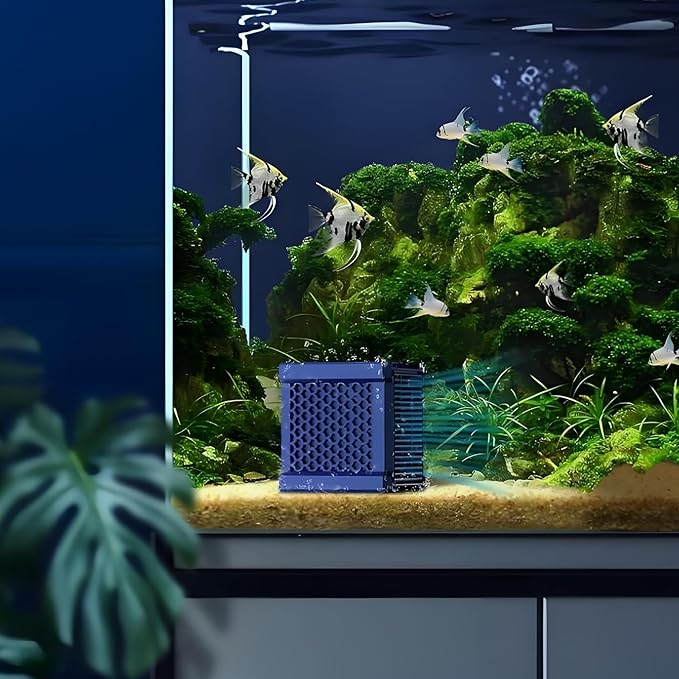 LIYAOLI 2PCS Pure Cube Water Trough Filter - Eco-Aquarium Fish Tank Filters Kit, Honeycomb Activated Carbon Media for Small Tanks, Horse Troughs & Pond Cleaning (Blue)