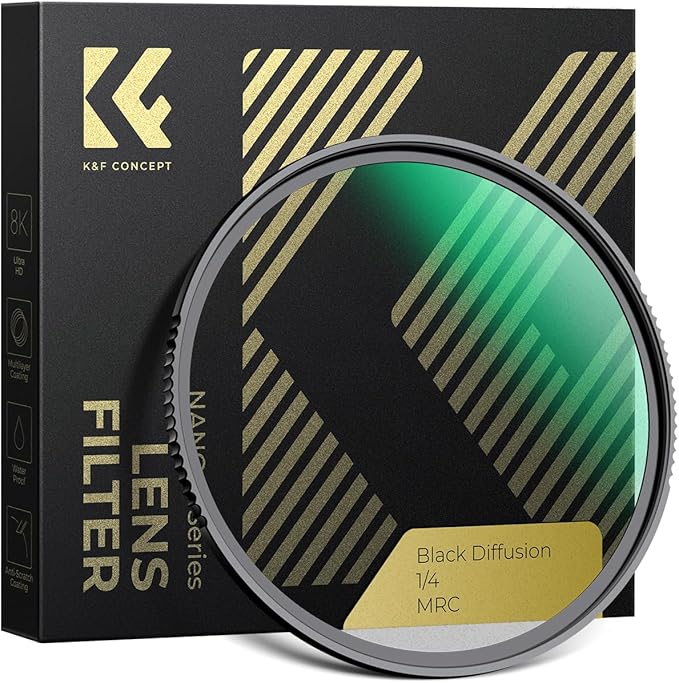 K&F CONCEPT 86mm Black Diffusion 1/4 Filter Mist Cinematic Effect Filter with 28 Multi-Layer Coatings Waterproof/Scratch Resistant for Video/Vlog/Portrait Photography